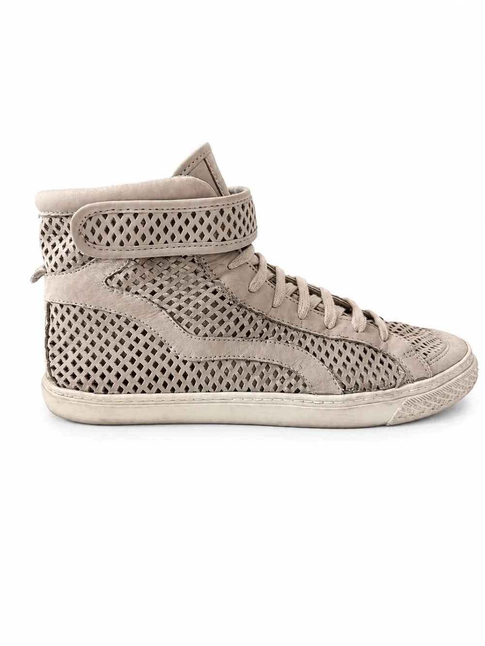 Zara Women's Perforated High-Top Sneakers in Beige